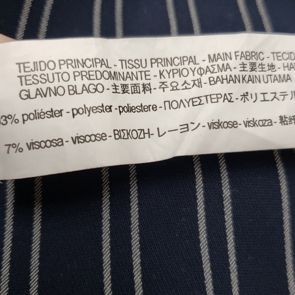 Zara Dark Navy White Striped Women's Relaxed Smoking Jacket Blazer Large - Picture 11 of 15